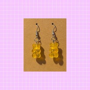 Dark yellow gummy bear earrings